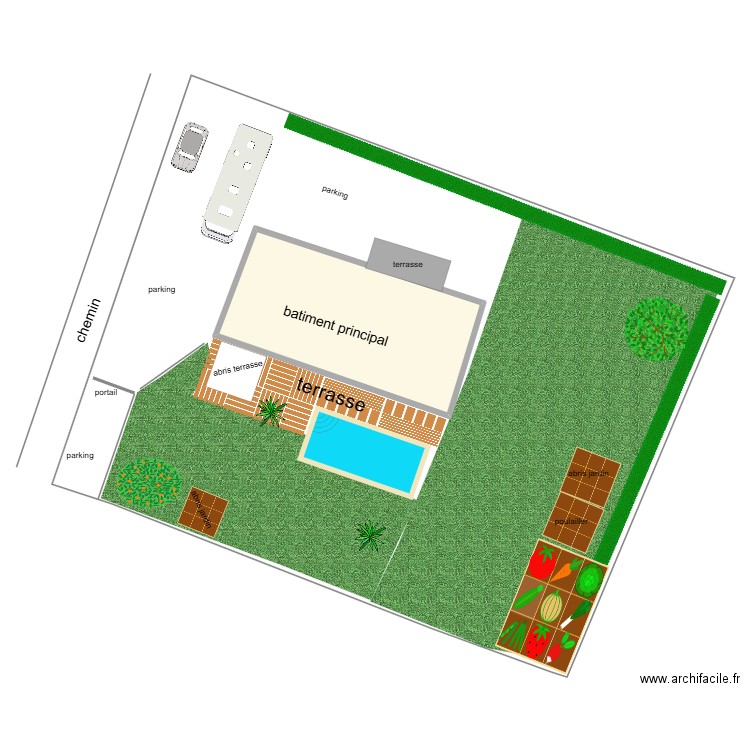 piscine. Plan de 1 pièce et 105 m2