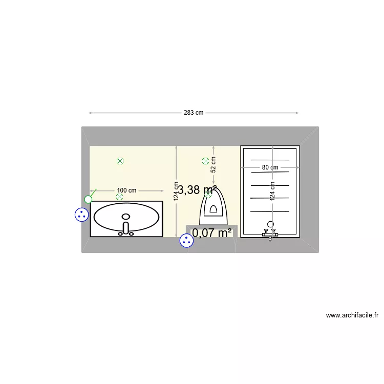 toilettes  1. Plan de 