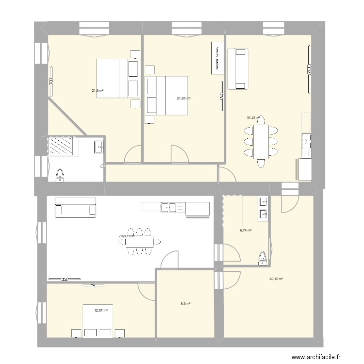etage 1. Plan de 8 pièces et 152 m2