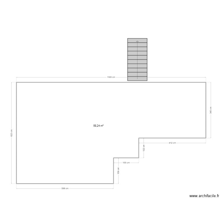 terrasse plan dalles. Plan de 1 pièce et 58 m2