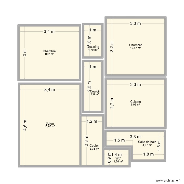 AUBRAC. Plan de 9 pièces et 59 m2