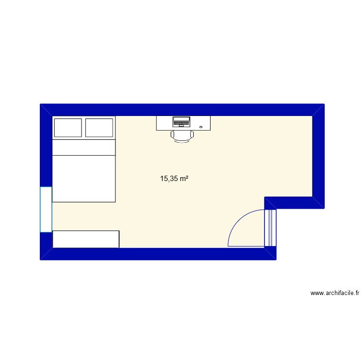 chambre robin. Plan de 1 pièce et 15 m2
