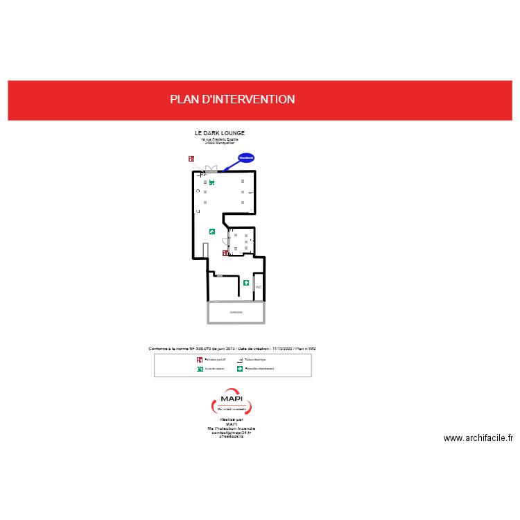 le dark lounge. Plan de 2 pièces et 22 m2