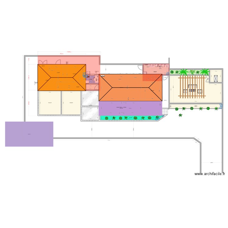 Yanis mesures Charpente Maison. Plan de 18 pièces et 264 m2