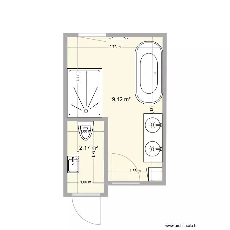 COLLOT SDB 3. Plan de 2  et 11 m²