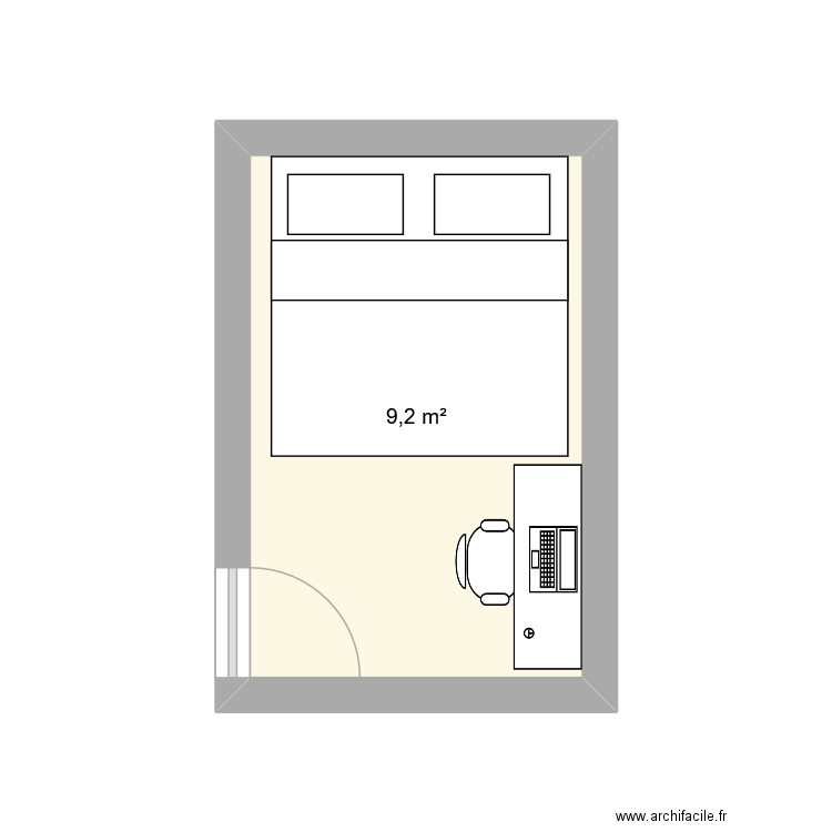 manon2. Plan de 1 pièce et 9 m2