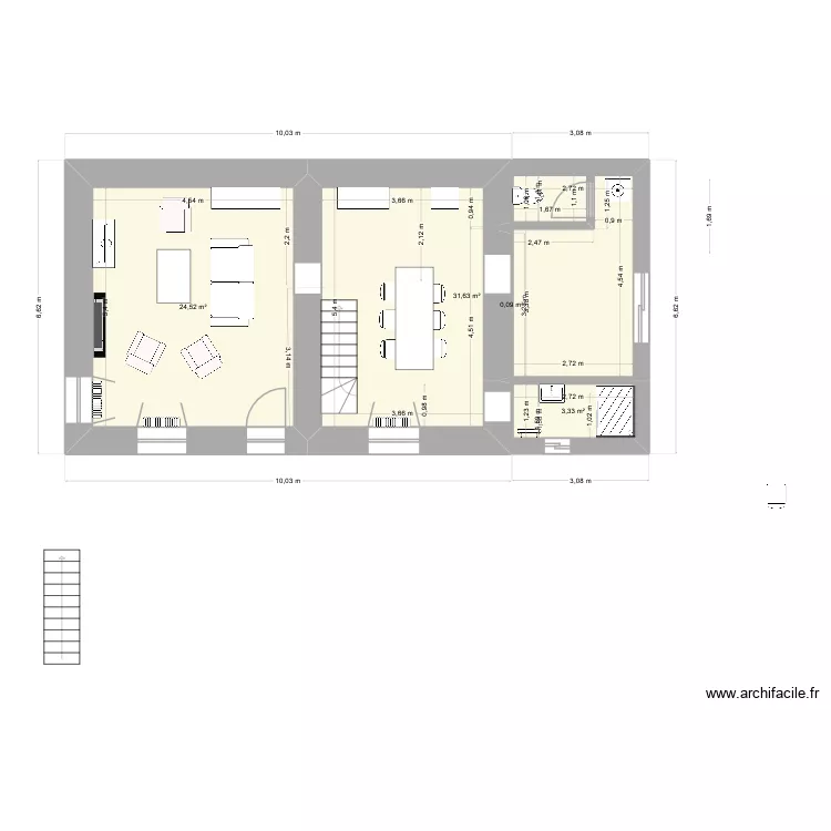 RDC projet 1 avec WC. Plan de 8 et 130 m² RDC projet 1 avec WC. Plan de 8 et 130 m²