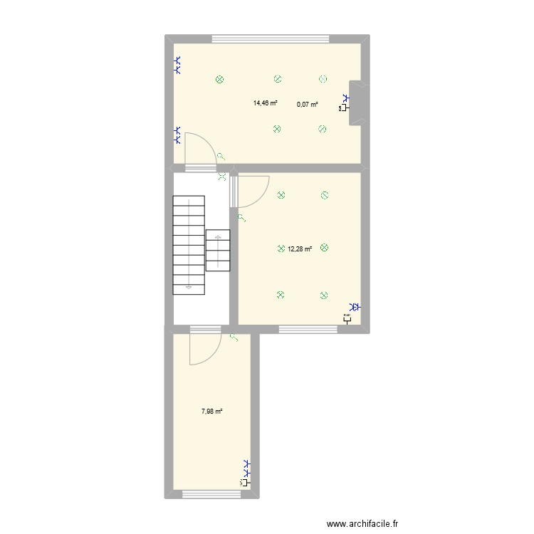 Spyder Cristi Plan Niveau 1. Plan de 4 pièces et 35 m2