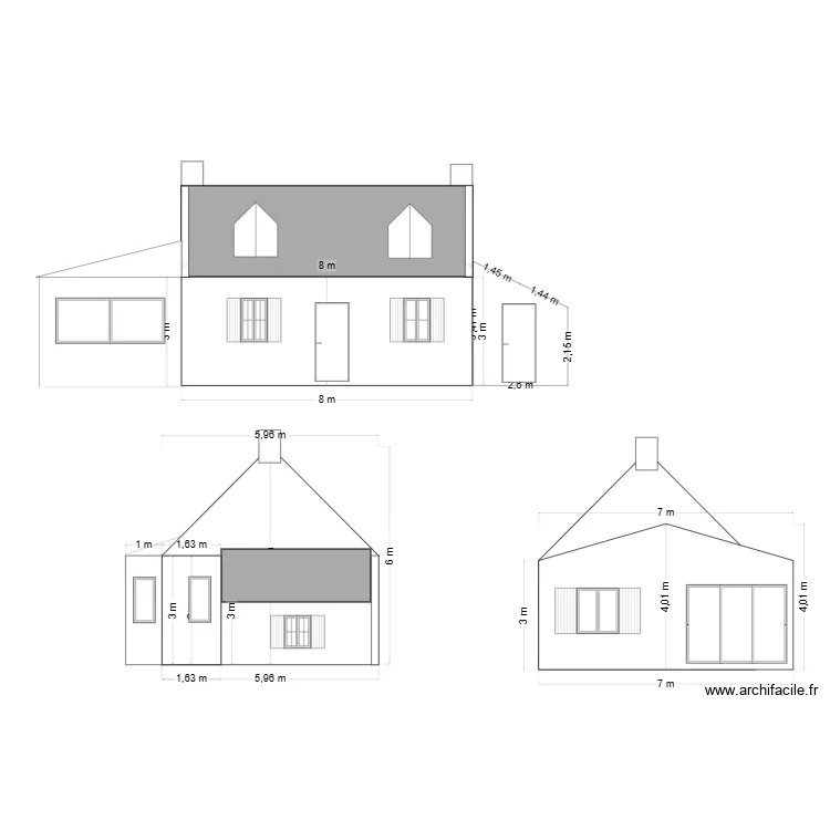 Maison GX facades. Plan de 