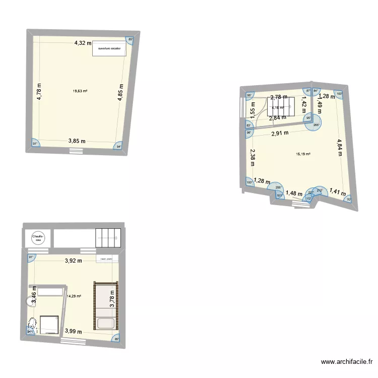 chazelet. Plan de 4  et 53 m²