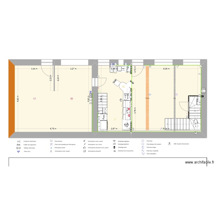 République RC calepinage 1. Plan de 2 pièces et 91 m2