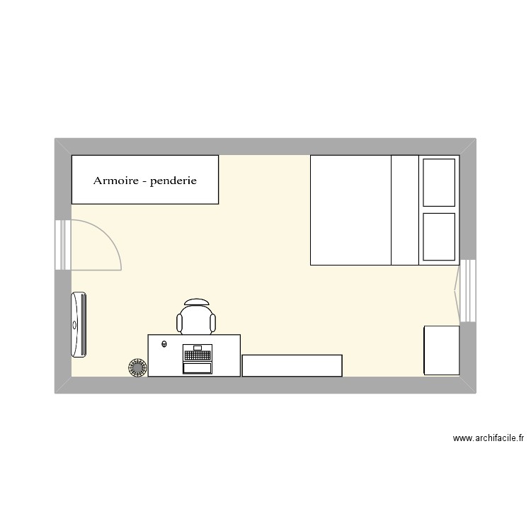 Chambre. Plan de 1 pièce et 22 m2