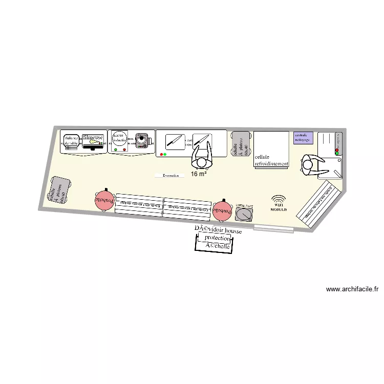 Labo La Mure V3. Plan de 1  et 16 m²