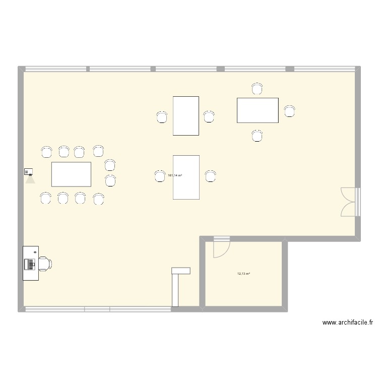 Plan 1. Plan de 2 pièces et 173 m2