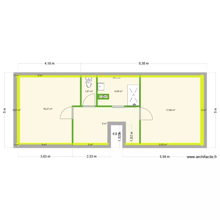 comble. Plan de 14  et 50 m²