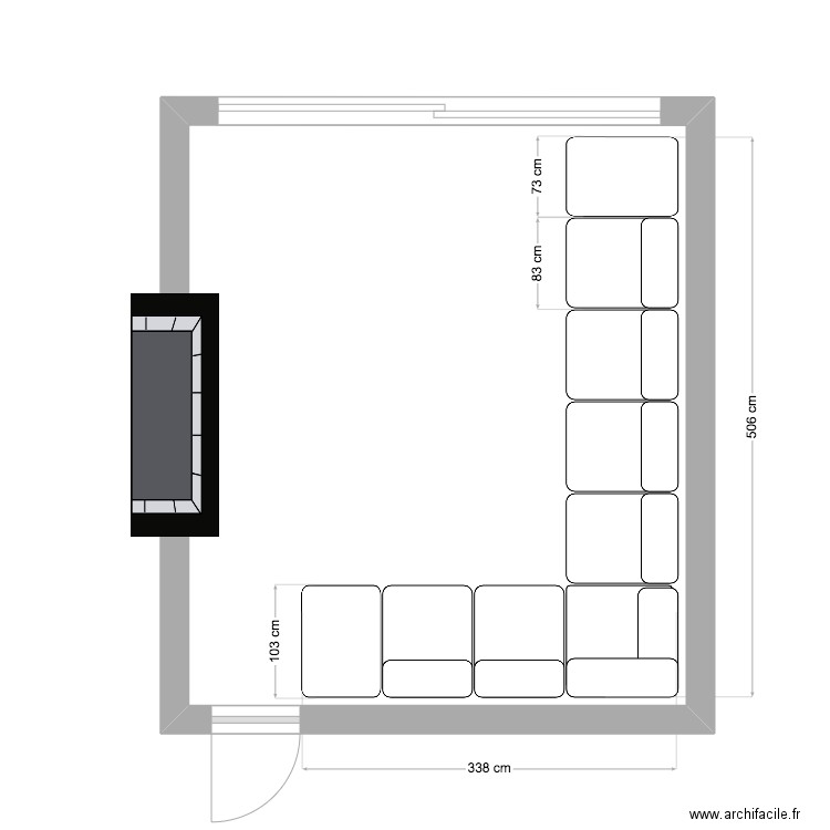 sense en L element 83. Plan de 1 pièce et 24 m2