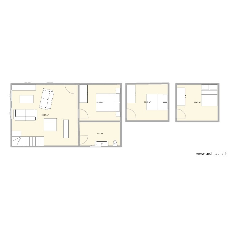 appart petersbach. Plan de 5 pièces et 73 m2