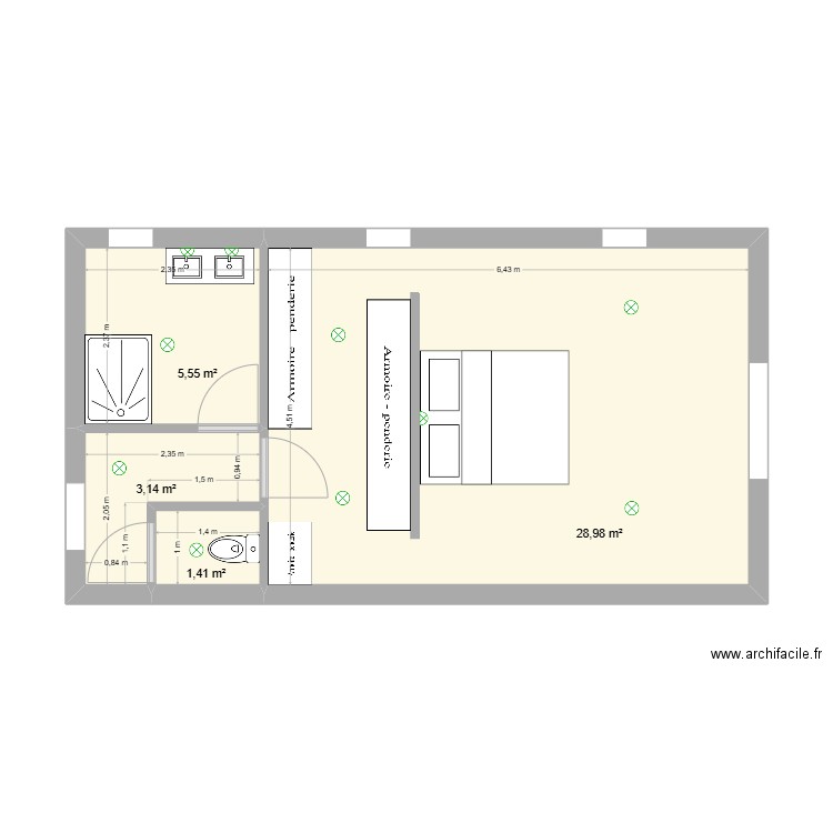 blanchiet. Plan de 4 pièces et 39 m2