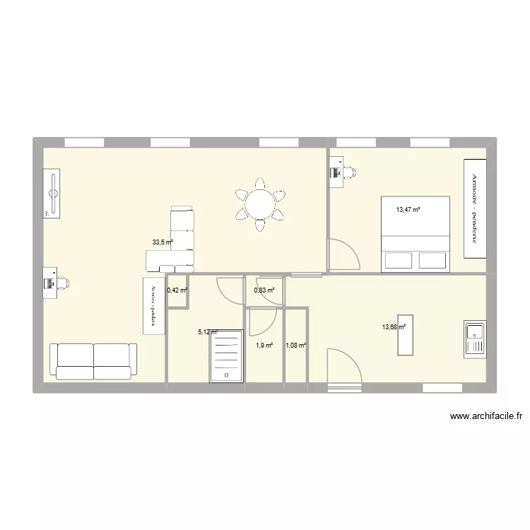 appartement modifi&eacute; sas. Plan de 8  et 70 m²