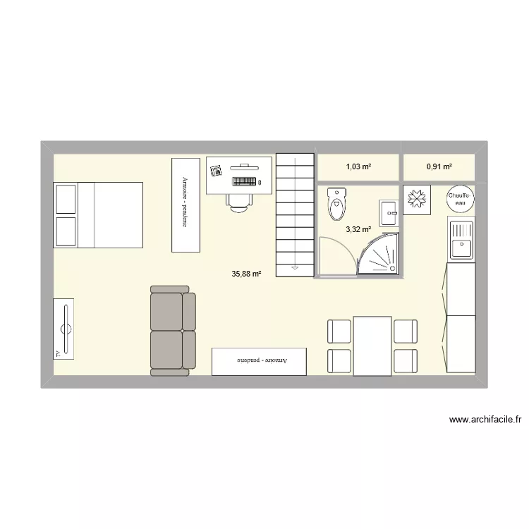 Grand Studio 2eme. Plan de 4 et 41 m² Grand Studio 2eme. Plan de 4 et 41 m²