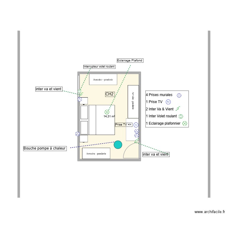 3-Pibrac CH2 aménagement  avec Elec. Plan de 1 pièce et 14 m2