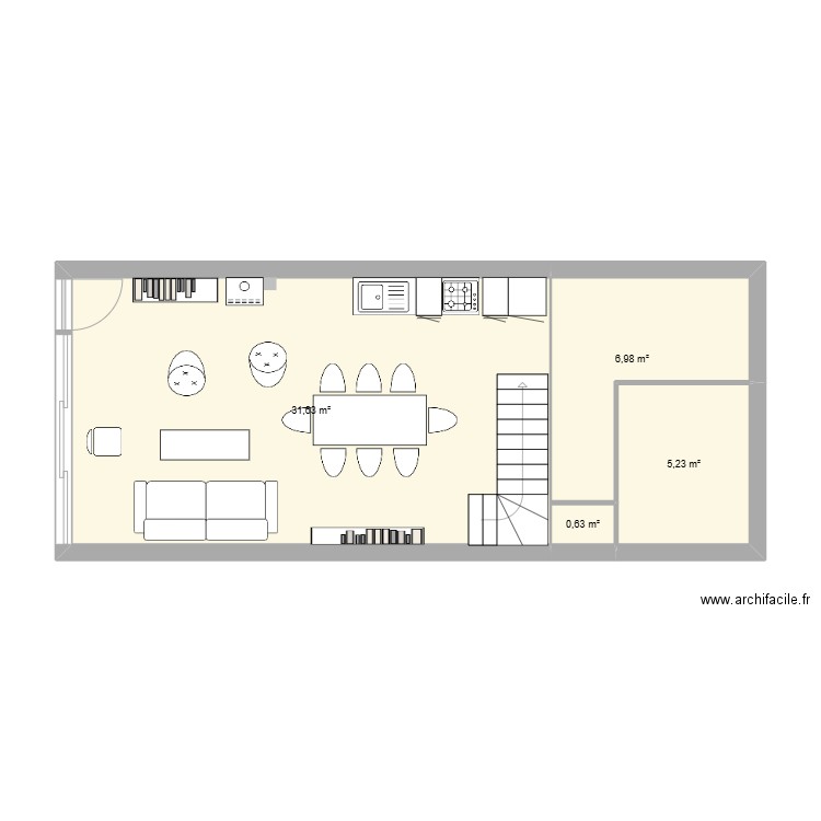 Le pré maison. Plan de 4 pièces et 44 m2