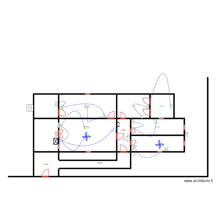 circuit lumiere LOGEMENT de SAGE FEMME. Plan de 12 pièces et 140 m2