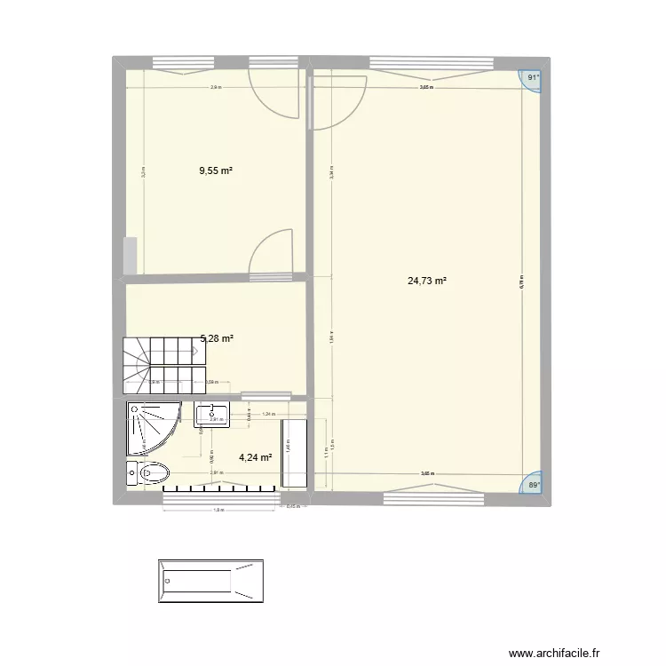 M GMF2sdb. Plan de 4 et 44 m² M GMF2sdb. Plan de 4 et 44 m²