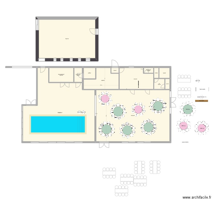 SALLE mariage. Plan de 14 pièces et 423 m2