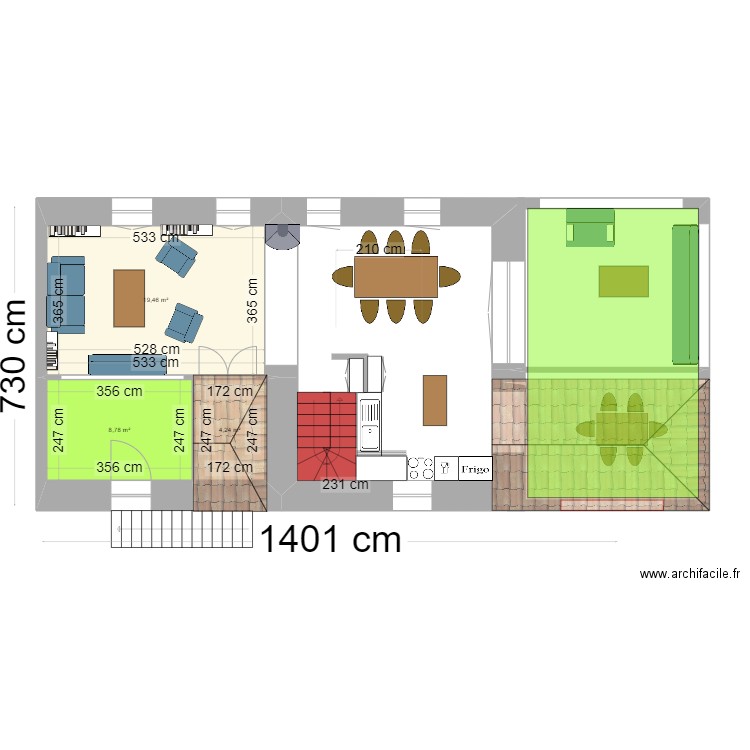 MONACHICHI 1er MARIE v3 terrasse couverte. Plan de 3 pièces et 32 m2