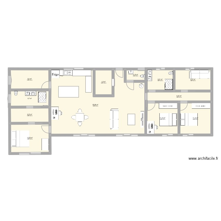 maison  2. Plan de 12 pièces et 145 m2