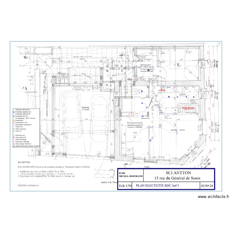 PLAN ELECTRICITE  RDC IND 5. Plan de 0 pièce et 0 m2