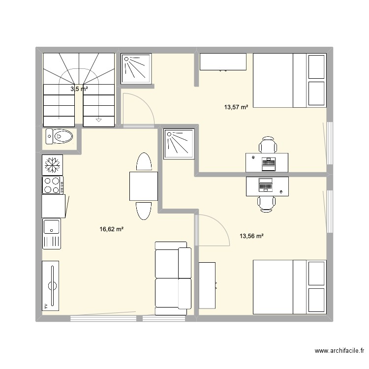 MOISSONS JARDIN ETAGE. Plan de 4 pièces et 47 m2