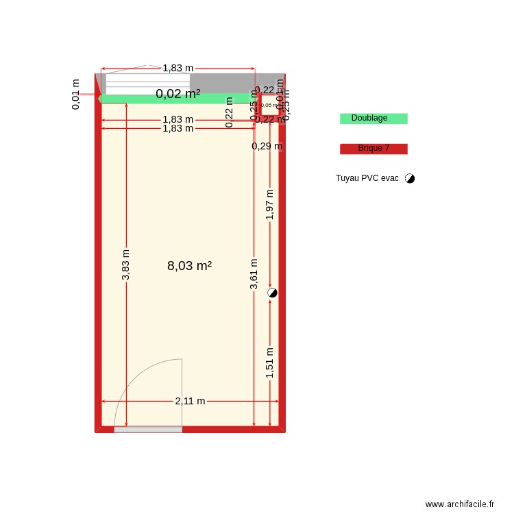 SDB_ALBAN. Plan de 3 pièces et 8 m2