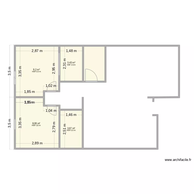maison projet. Plan de 5  et 29 m²