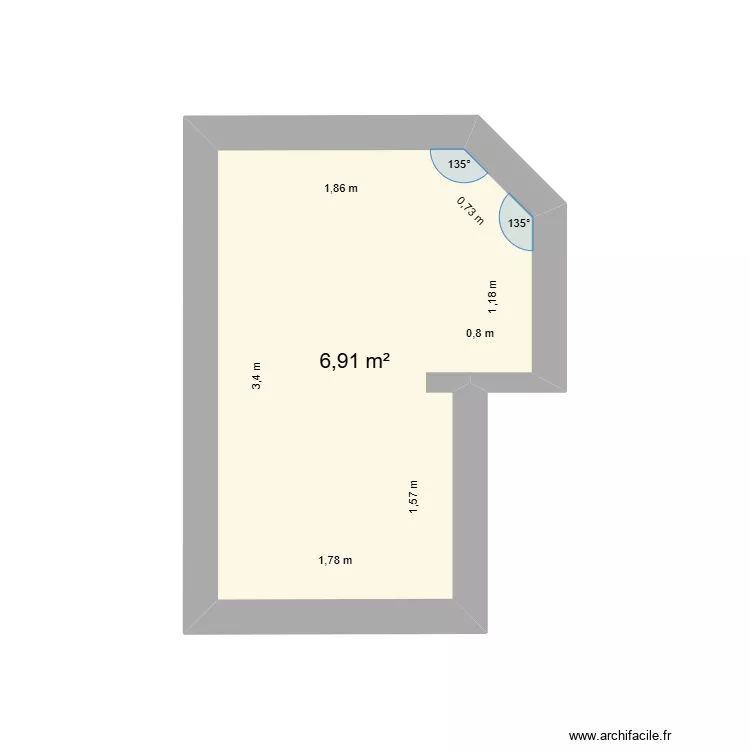 salle de bain. Plan de 1  et 7 m²