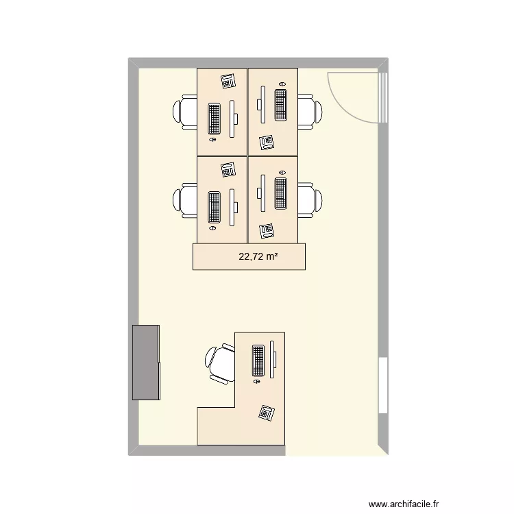 Bureau Accueil. Plan de 1  et 23 m²