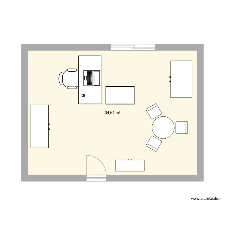 plan urgence NB. Plan de 1 Pièce et 35 m²