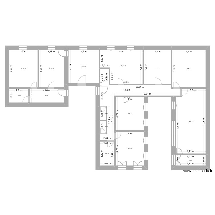 docter serre. Plan de 16 pièces et 264 m2