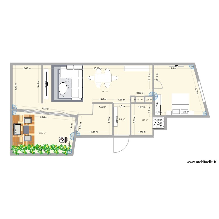 Kani. Plan de 7 pièces et 110 m2
