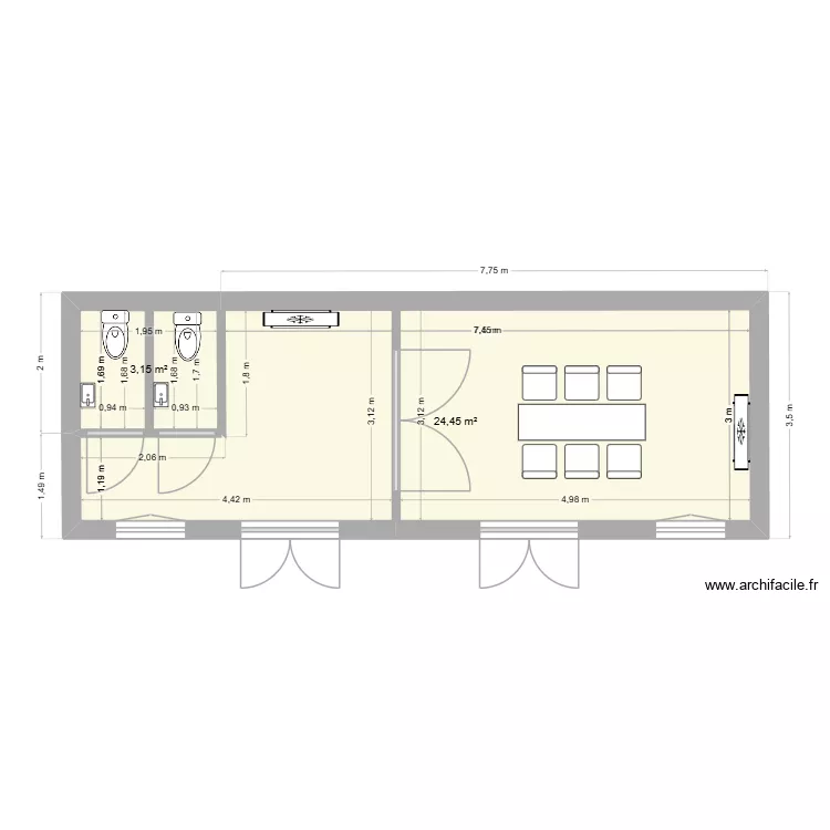 Room Food defense. Plan de 2 et 28 m² Room Food defense. Plan de 2 et 28 m²