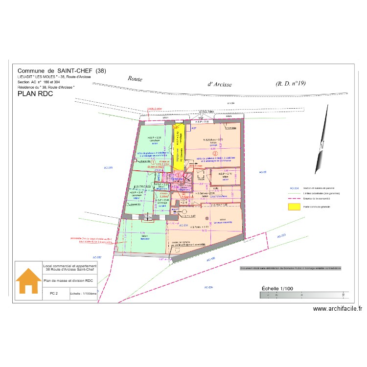 PC 2 Florian Plan de masse et division RDC. Plan de 0 pièce et 0 m2