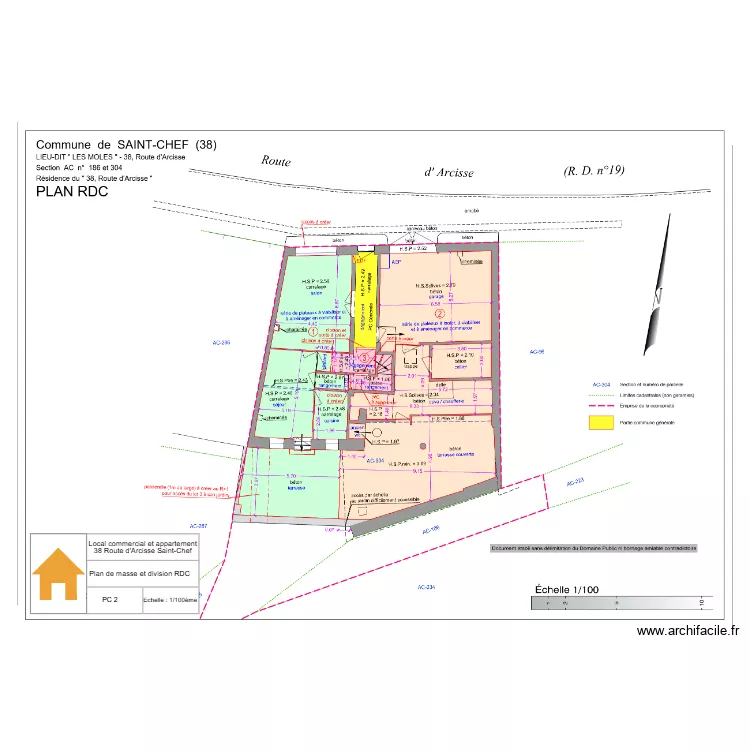 PC 2 Florian Plan de masse et division RDC. Plan de 