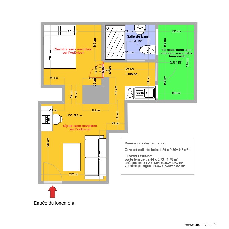 14 Léon Blum à Nantes. Plan de 4 pièces et 30 m2