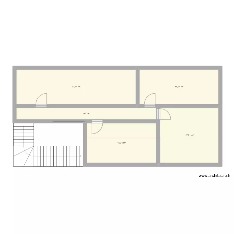 LIENART. Plan de 5 pièces et 80 m²