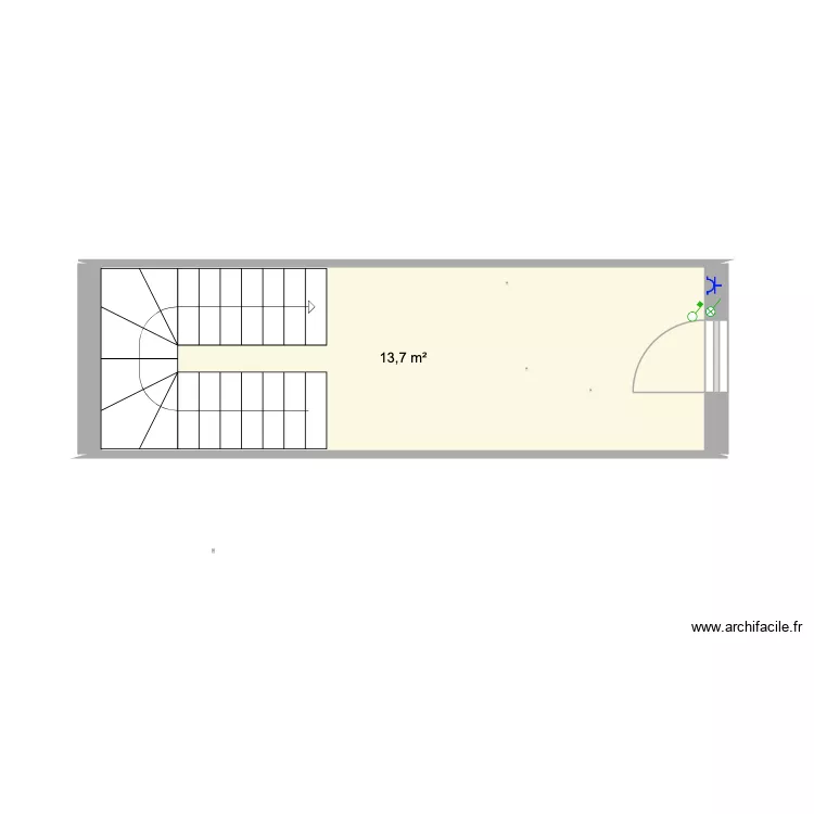 Entr&eacute;e. Plan de 1  et 14 m²