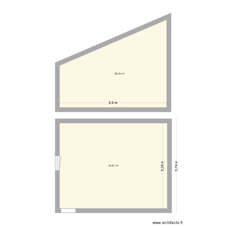 GOZZI. Plan de 2 pièces et 61 m2