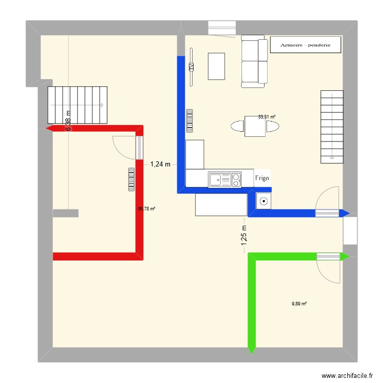 grenier. Plan de 7 pièces et 147 m2