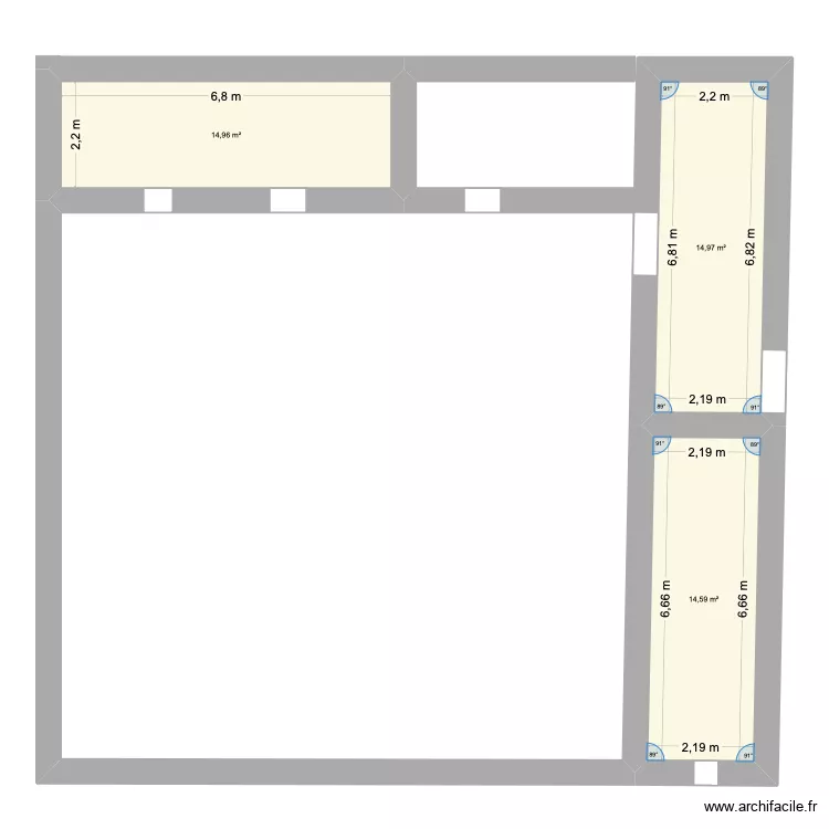 restauration patio. Plan de 3  et 45 m²