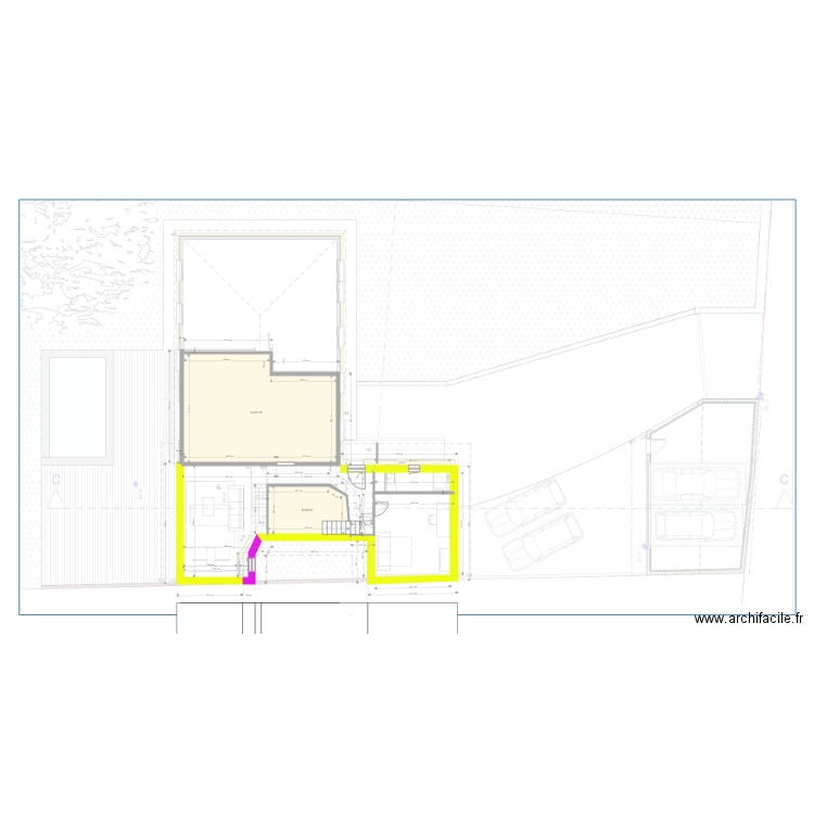 Maison sur fond archi modif salon escalier. Plan de 0 pièce et 0 m2